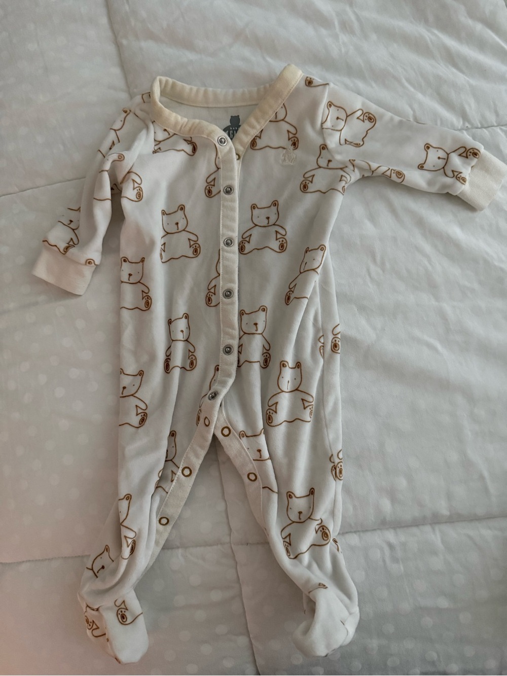 GAP Cream Footed One-Piece with Brown Bear Print